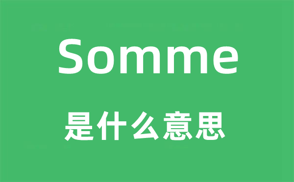 Somme是什么意思,Somme怎么读,中文翻译是什么