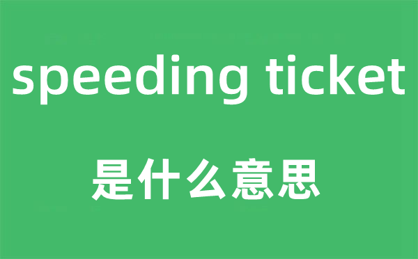 speeding ticket是什么意思,中文翻译是什么