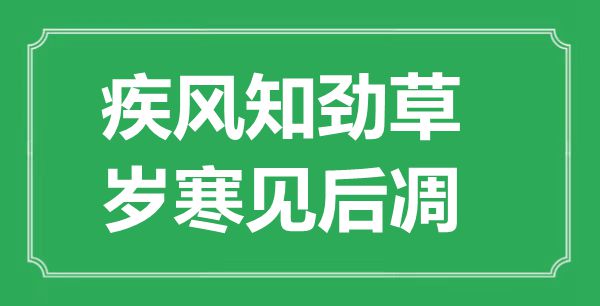 疾风知劲草，岁寒见后凋的意思及出处