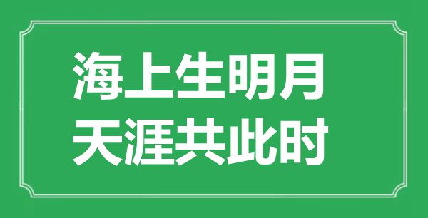 “海上生明月，天涯共此时”的意思是什么,出处是哪首诗