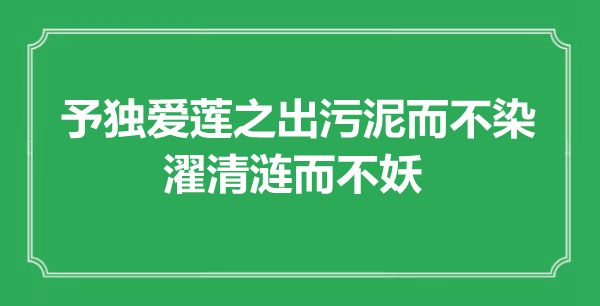 “予独爱莲之出污泥而不染，濯清涟而不妖”是什么意思,出处是哪里