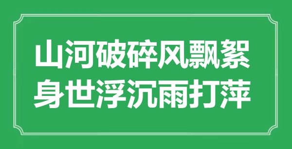 “山河破碎风飘絮，身世浮沉雨打萍”是什么意思,出处是哪里