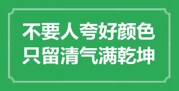 “不要人夸好颜色，只留清气满乾坤”是什么意思,出处是哪里