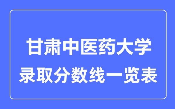 2023年高考多少分能上甘肃中医药大学？附各省录取分数线