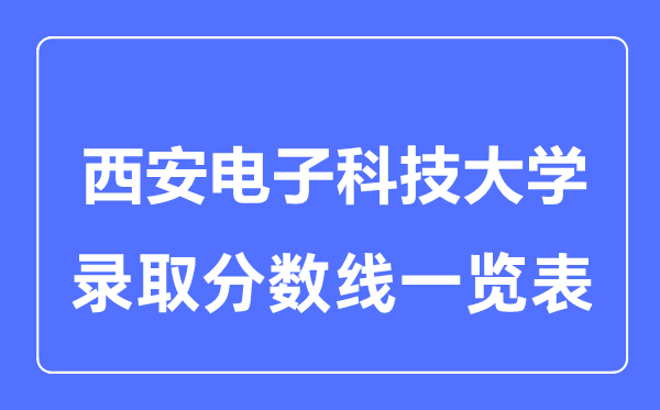 2023年高考多少分能上西安电子科技大学？附各省录取分数线