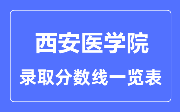 2023年高考多少分能上西安医学院？附各省录取分数线