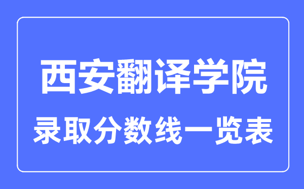 2023年高考多少分能上西安翻译学院？附各省录取分数线