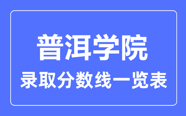 2023年高考多少分能上普洱学院？附各省录取分数线