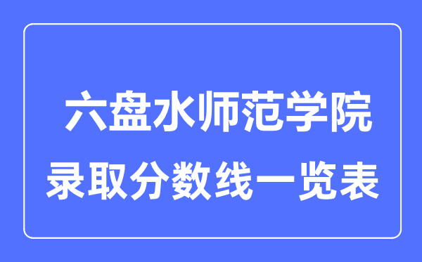 2023年高考多少分能上六盘水师范学院？附各省录取分数线