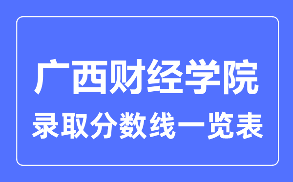 2023年高考多少分能上广西财经学院？附各省录取分数线