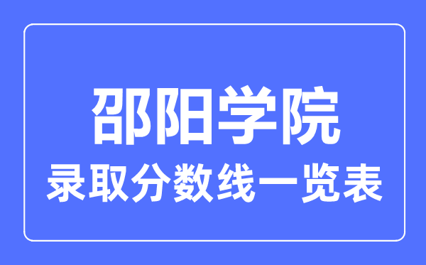 2023年高考多少分能上邵阳学院？附各省录取分数线