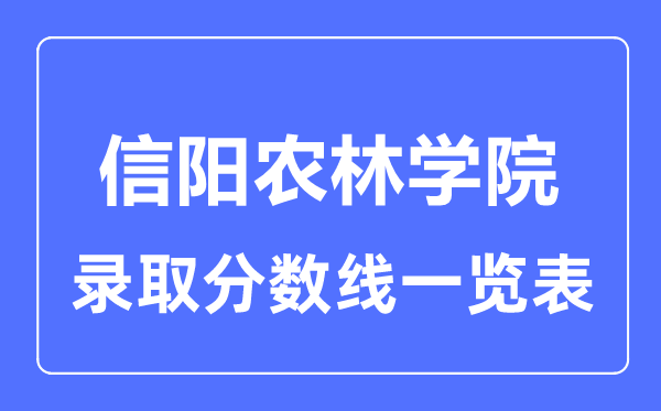 2023年高考多少分能上信阳农林学院？附各省录取分数线