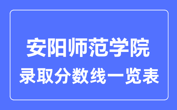 2023年高考多少分能上安阳师范学院？附各省录取分数线