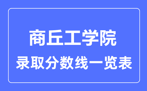 2023年高考多少分能上商丘工学院？附各省录取分数线