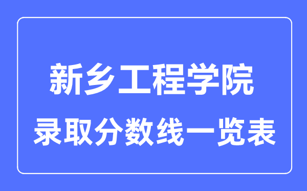 2023年高考多少分能上新乡工程学院？附各省录取分数线