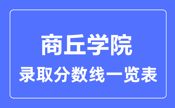 2023年高考多少分能上商丘学院？附各省录取分数线