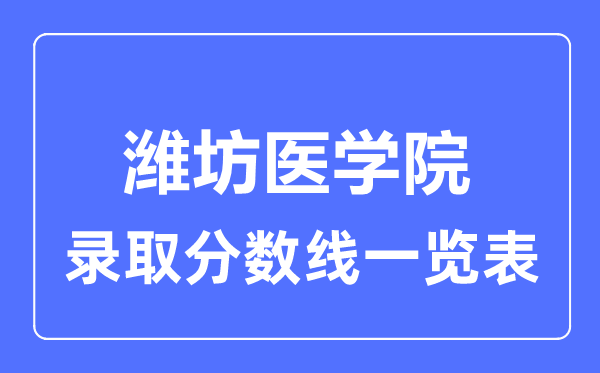 2023年高考多少分能上潍坊医学院？附各省录取分数线