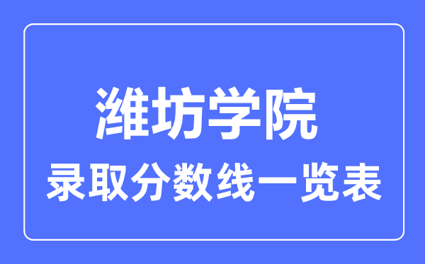 2023年高考多少分能上潍坊学院？附各省录取分数线