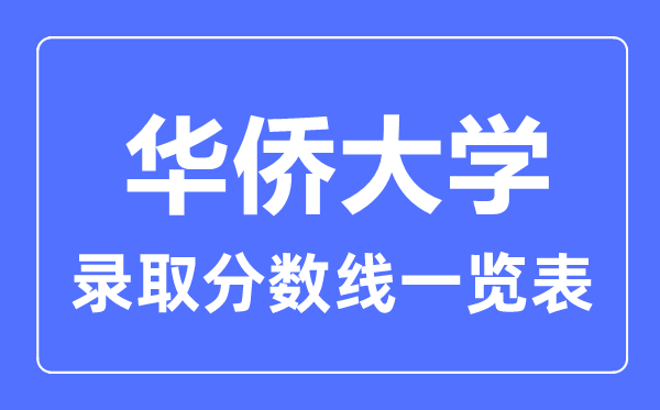 2023年高考多少分能上华侨大学？附各省录取分数线