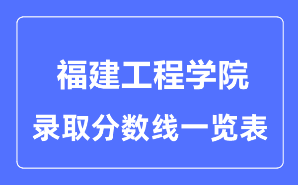 2023年高考多少分能上福建工程学院？附各省录取分数线