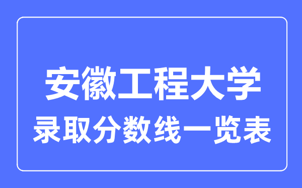 2023年高考多少分能上安徽工程大学？附各省录取分数线