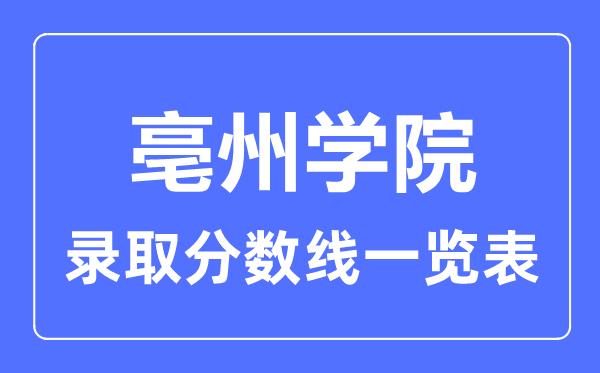 2023年高考多少分能上亳州学院？附各省录取分数线