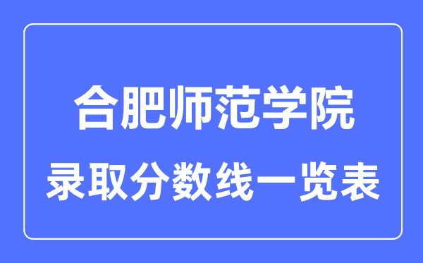 2023年高考多少分能上合肥师范学院？附各省录取分数线