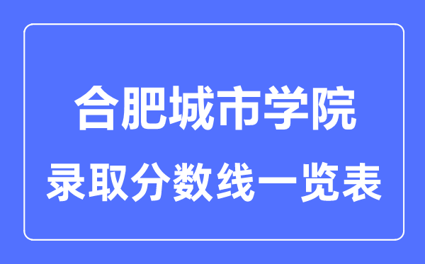 2023年高考多少分能上合肥城市学院？附各省录取分数线