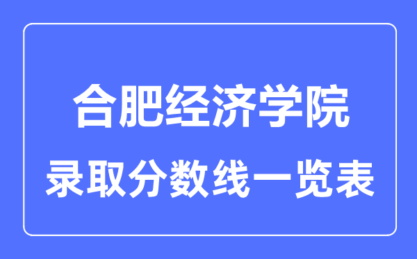 2023年高考多少分能上合肥经济学院？附各省录取分数线