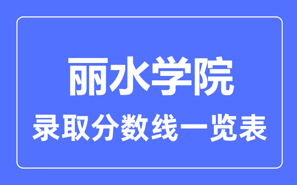 2023年高考多少分能上丽水学院？附各省录取分数线