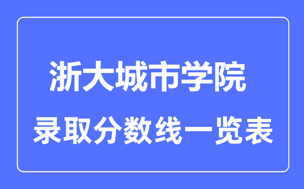 2023年高考多少分能上浙大城市学院？附各省录取分数线