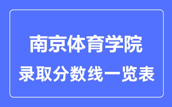 2023年高考多少分能上南京体育学院？附各省录取分数线