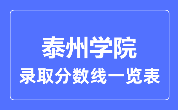 2023年高考多少分能上泰州学院？附各省录取分数线