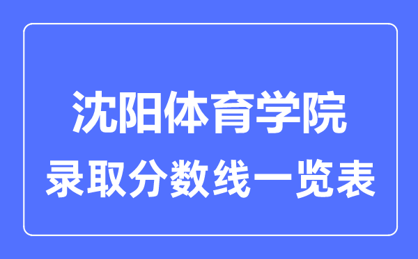 2023年高考多少分能上沈阳体育学院？附各省录取分数线