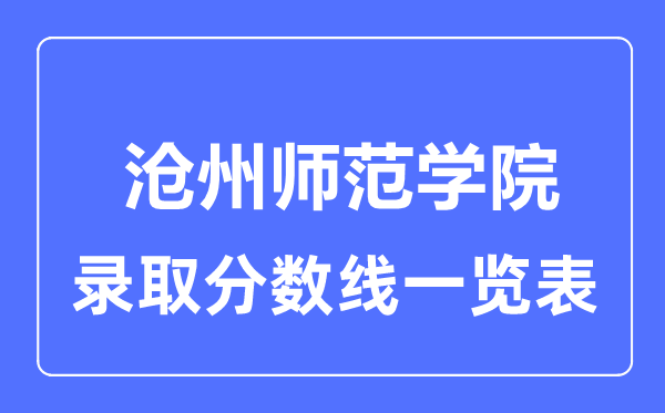 2023年高考多少分能上沧州师范学院？附各省录取分数线