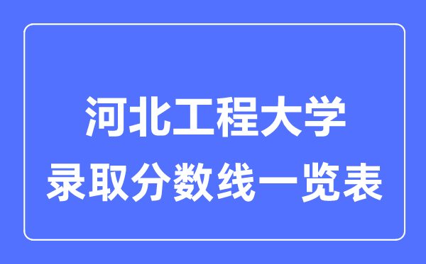 2023年高考多少分能上河北工程大学？附各省录取分数线