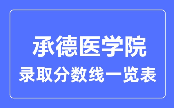 2023年高考多少分能上承德医学院？附各省录取分数线