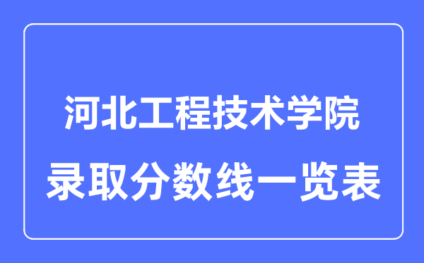 2023年高考多少分能上河北工程技术学院？附各省录取分数线