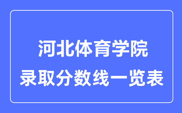 2023年高考多少分能上河北体育学院？附各省录取分数线