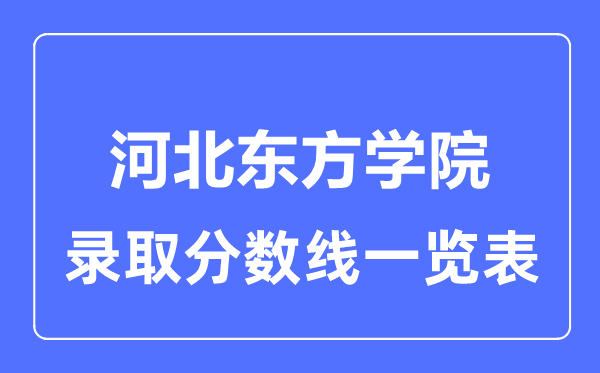 2023年高考多少分能上河北东方学院？附各省录取分数线