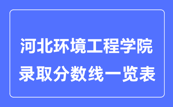 2023年高考多少分能上河北环境工程学院？附各省录取分数线