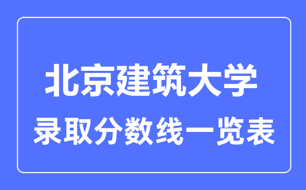 2023年高考多少分能上北京建筑大学？附各省录取分数线