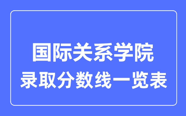 2023年高考多少分能上国际关系学院？附各省录取分数线