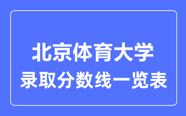 2023年高考多少分能上北京体育大学？附各省录取分数线