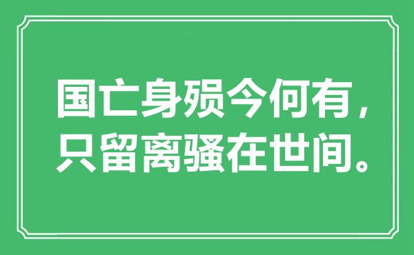 “国亡身殒今何有，只留离骚在世间”是什么意思,出处是哪里