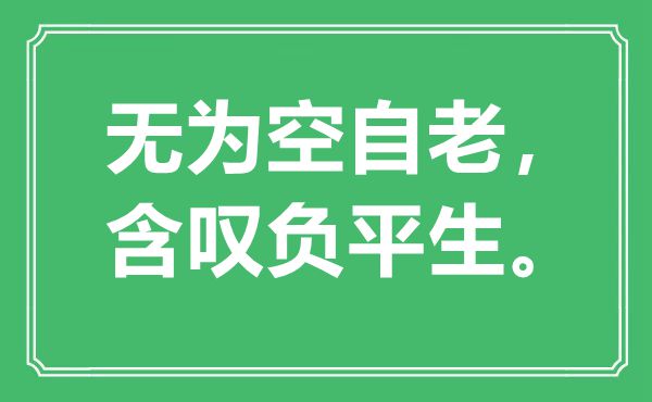 “无为空自老，含叹负平生。”是什么意思,出处是哪里