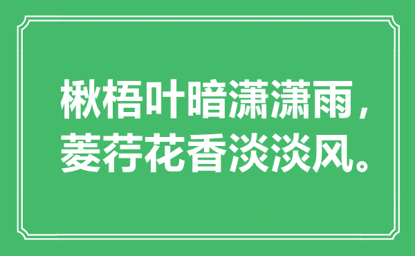 “楸梧叶暗潇潇雨，菱荇花香淡淡风”是什么意思,出处是哪里