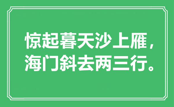 “惊起暮天沙上雁，海门斜去两三行。”是什么意思,出处是哪里