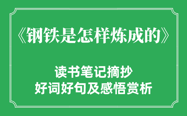 《钢铁是怎样炼成的》读书笔记摘抄,钢铁是怎样炼成的好词好句及感悟赏析