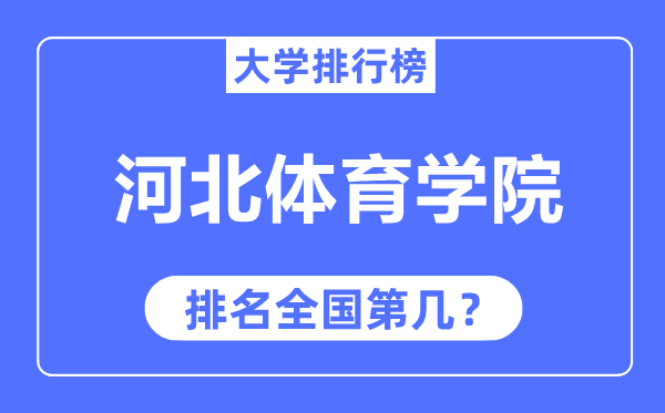 河北体育学院排名全国第几,2023年最新全国排名多少？